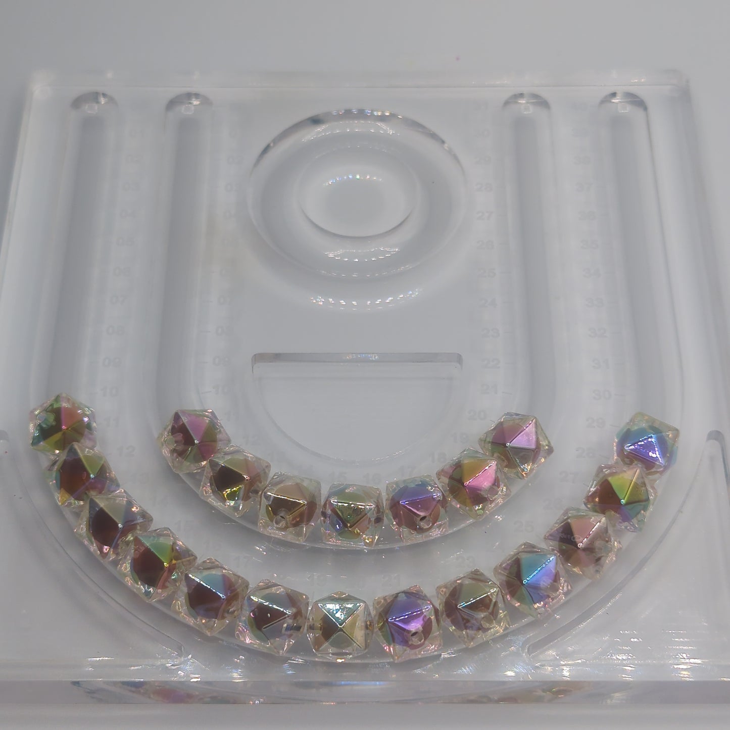Iridescent Transparent Polygon Bead, ~16mm, 10pcs