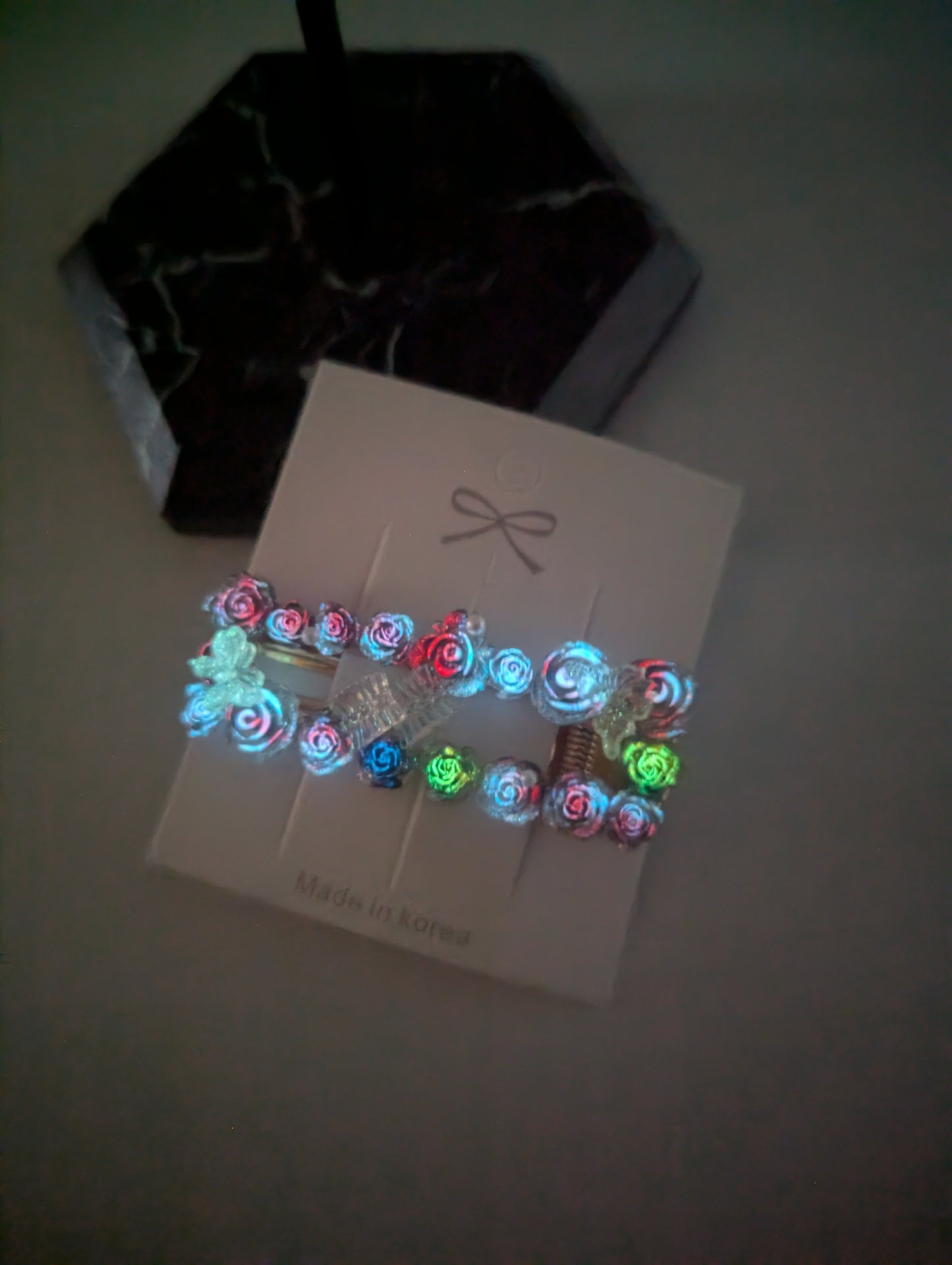 Dusk to Dawn Glow Hair Clip – Gray Dust by Day, Radiant Colors by Night