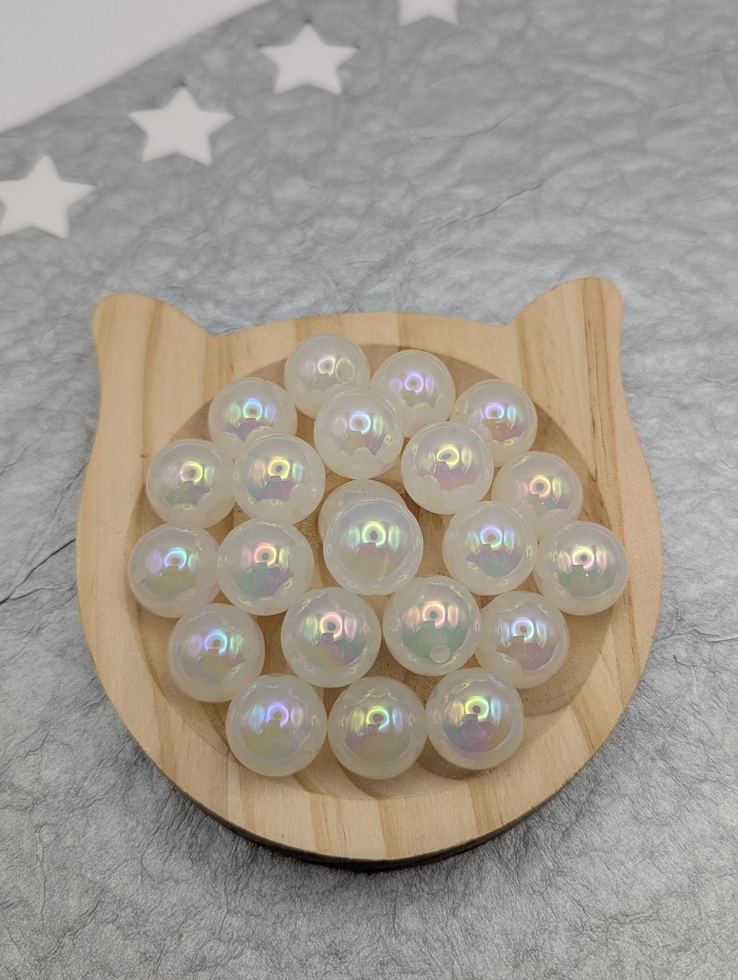 16mm Translucent Irrdiscent Bead, 10 Pcs
