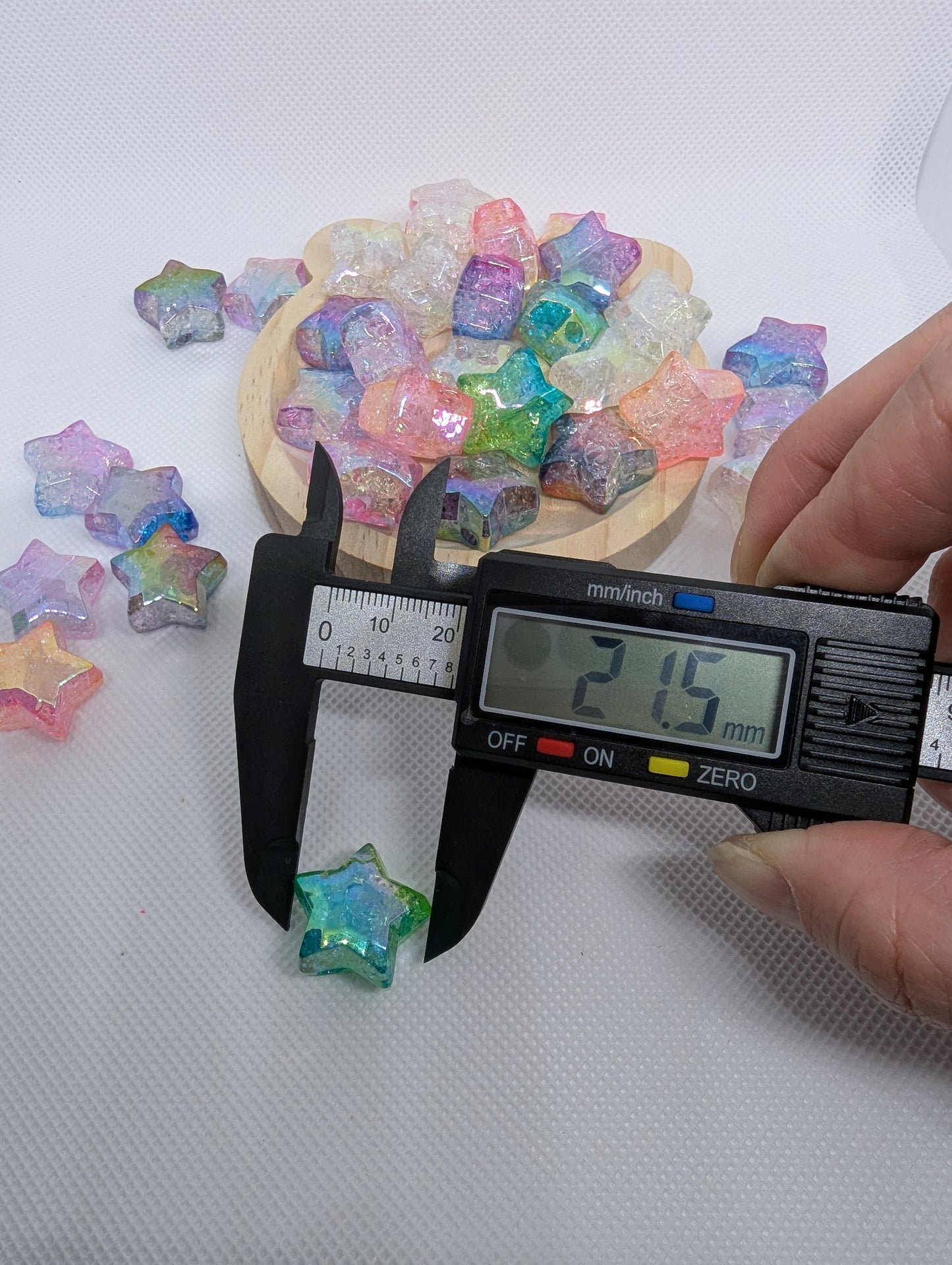 Iridescence Star Beads - gradient crackle effects - 10pcs