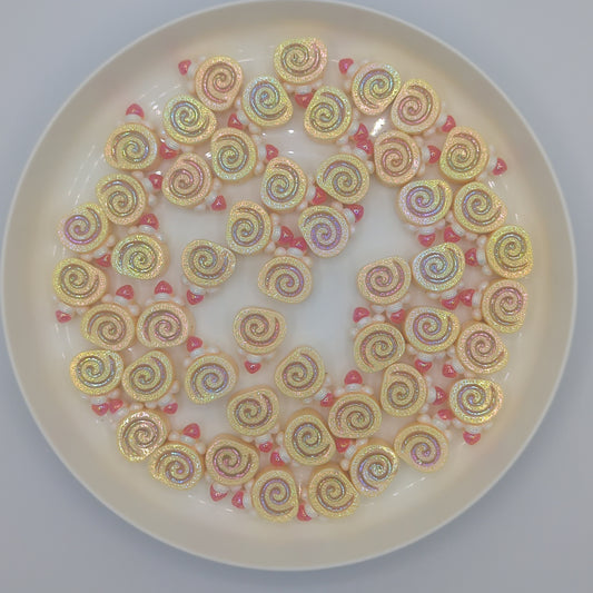 Cake Roll Shaped Iridescent Radiant Beads - 10pcs