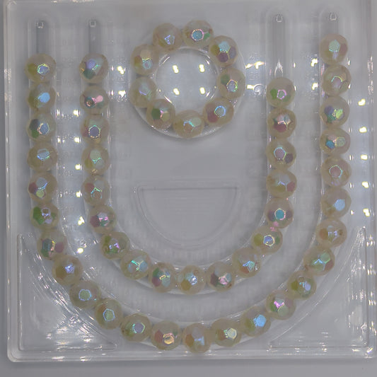 Cream White Faceted Radiant Acrylic Beads - 16mm, 10pcs