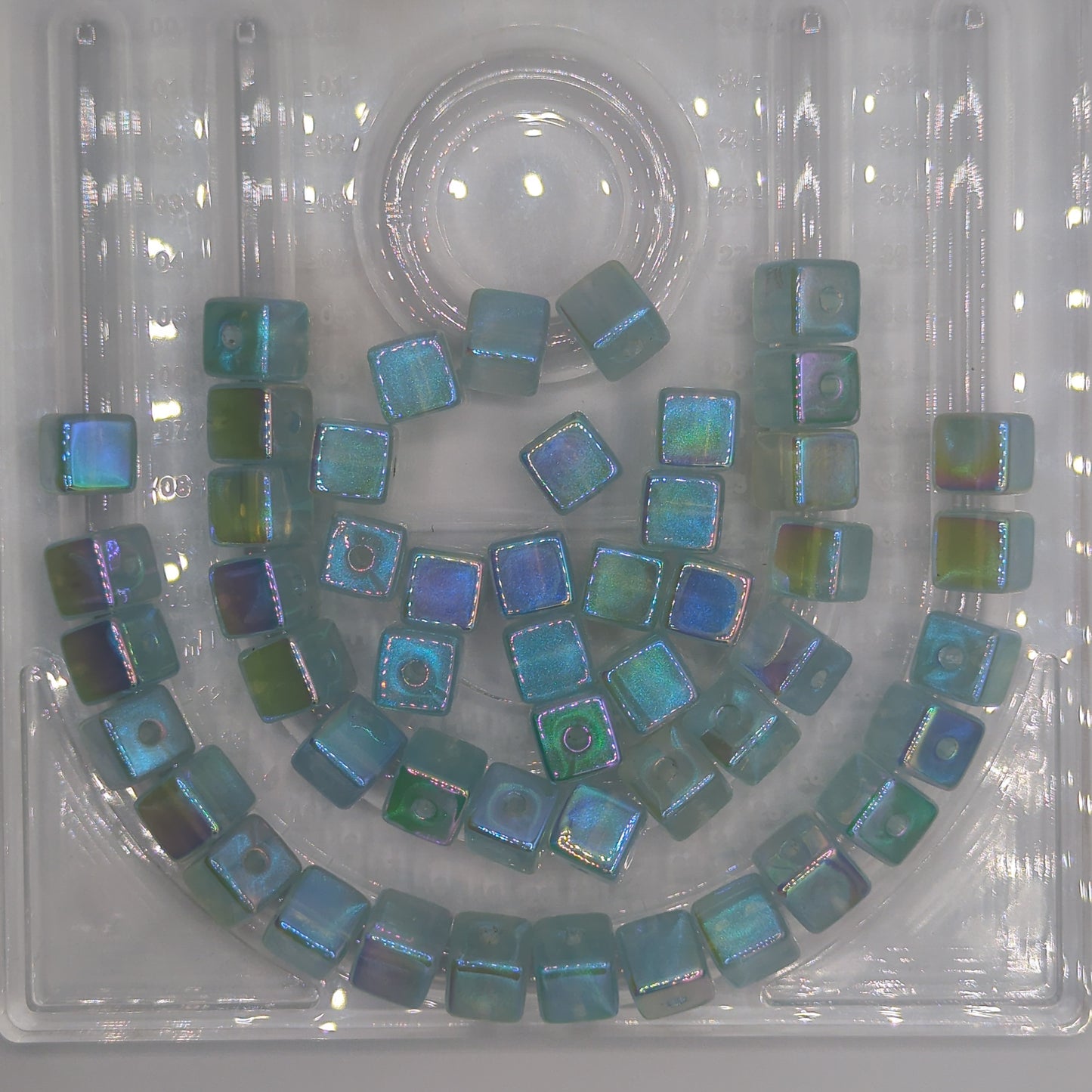Light Blue Iridescent Radiant Cube Acrylic Beads - 20pcs