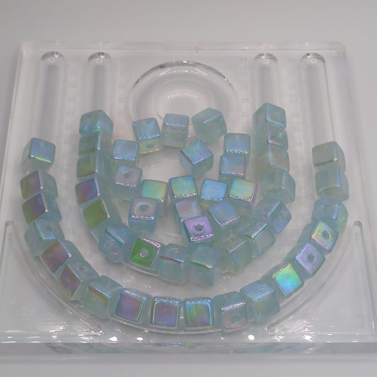 Light Blue Iridescent Radiant Cube Acrylic Beads - 20pcs