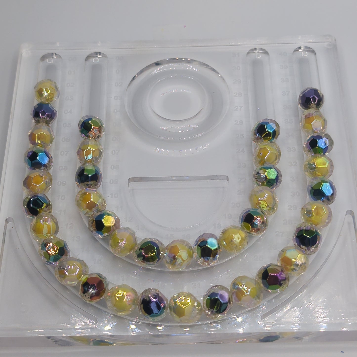 Iridescent Transparent Faceted Bead in Bead, 16mm, 10ct
