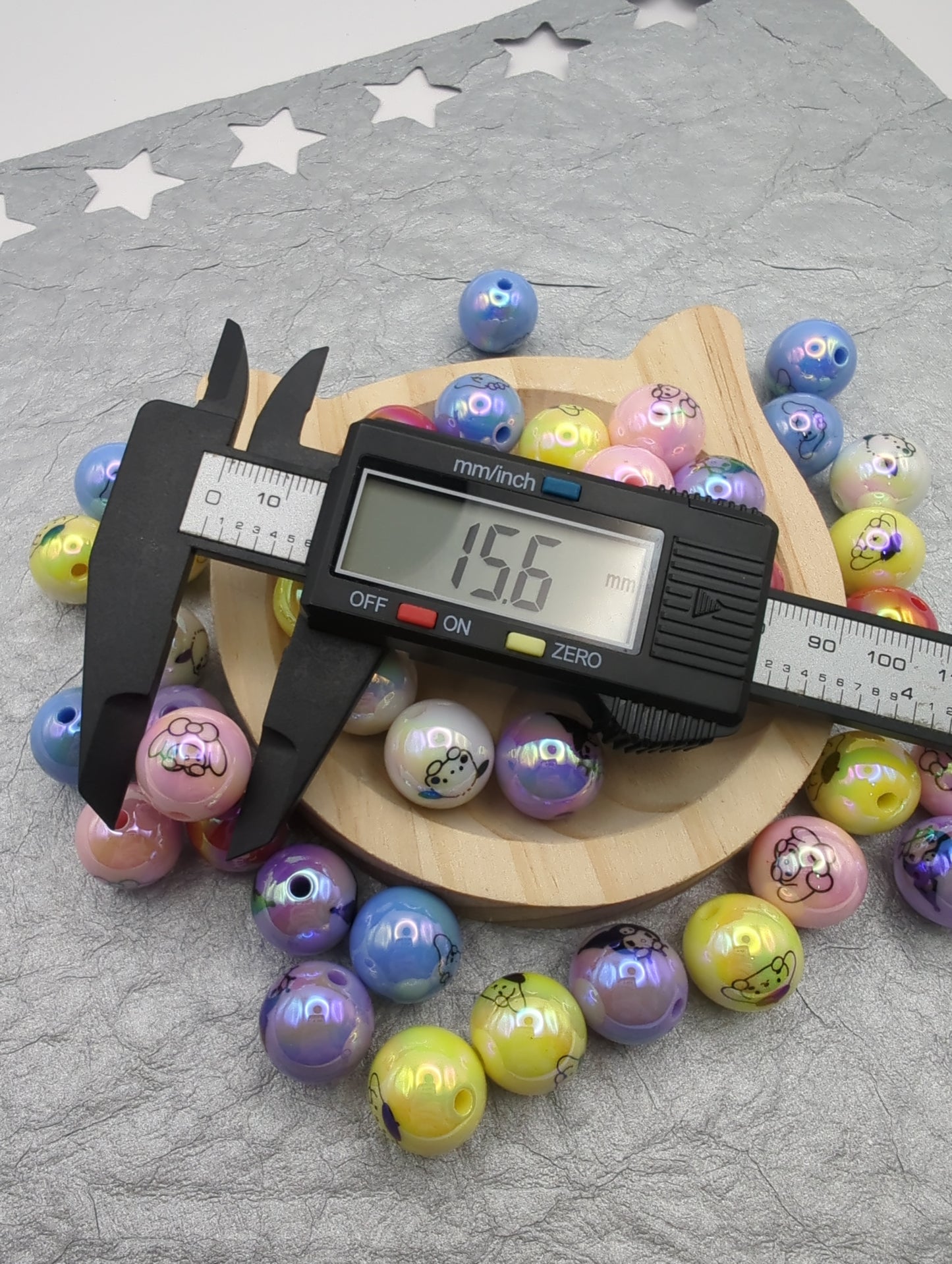 Character printed Beads 16mm - 10 pcs