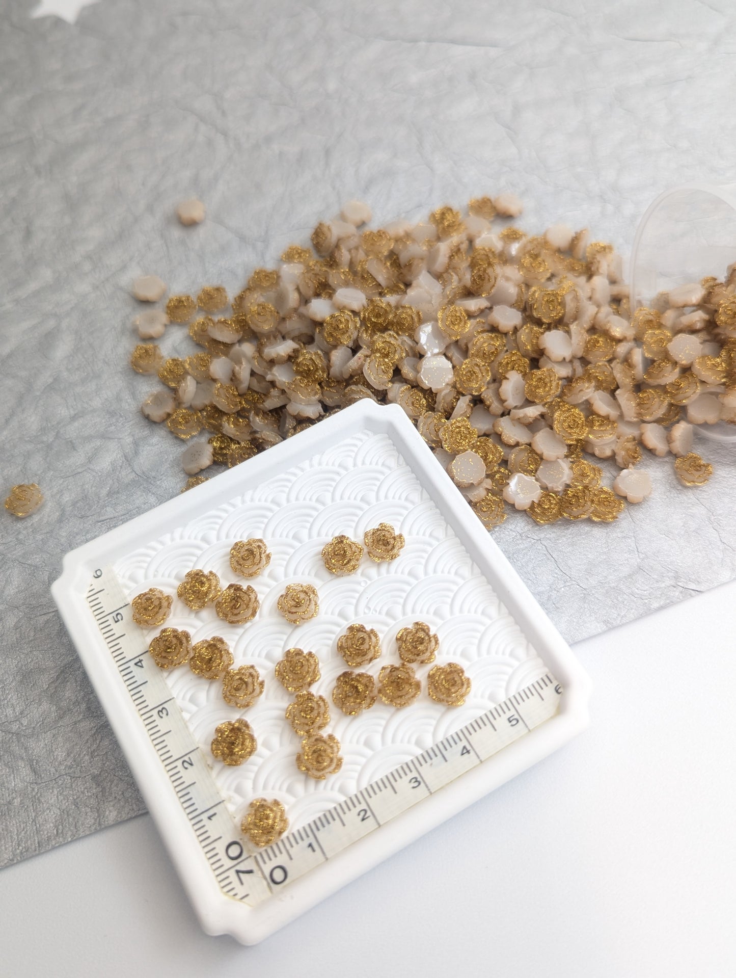 Golden Blossom Resin Flower ~ 100 Pieces