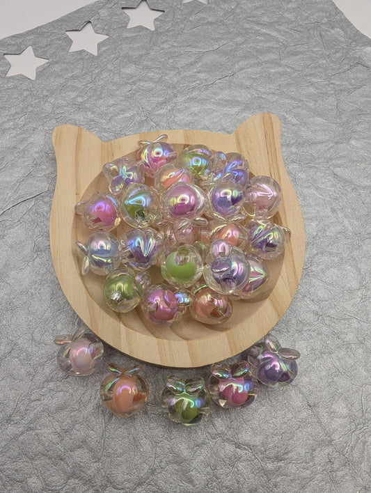 Iridescent Peach Beads, 6 Pcs