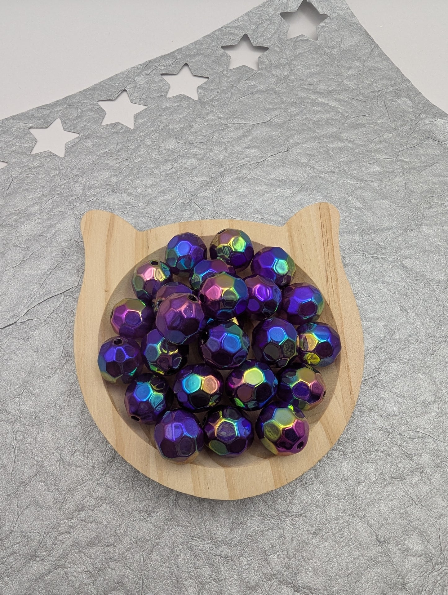 16mm Metallic Finished, Facet Beads, 10 Pcs