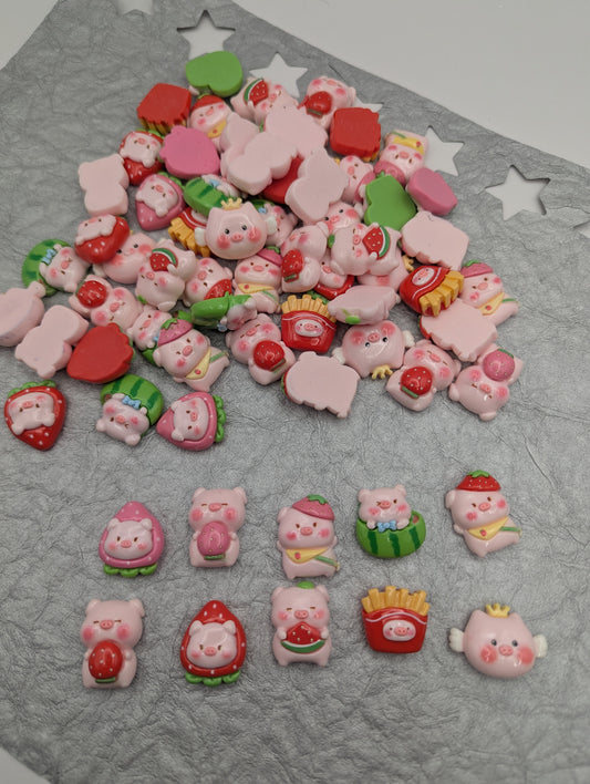 Hungry Pig Flatback Charm, 10 Pcs