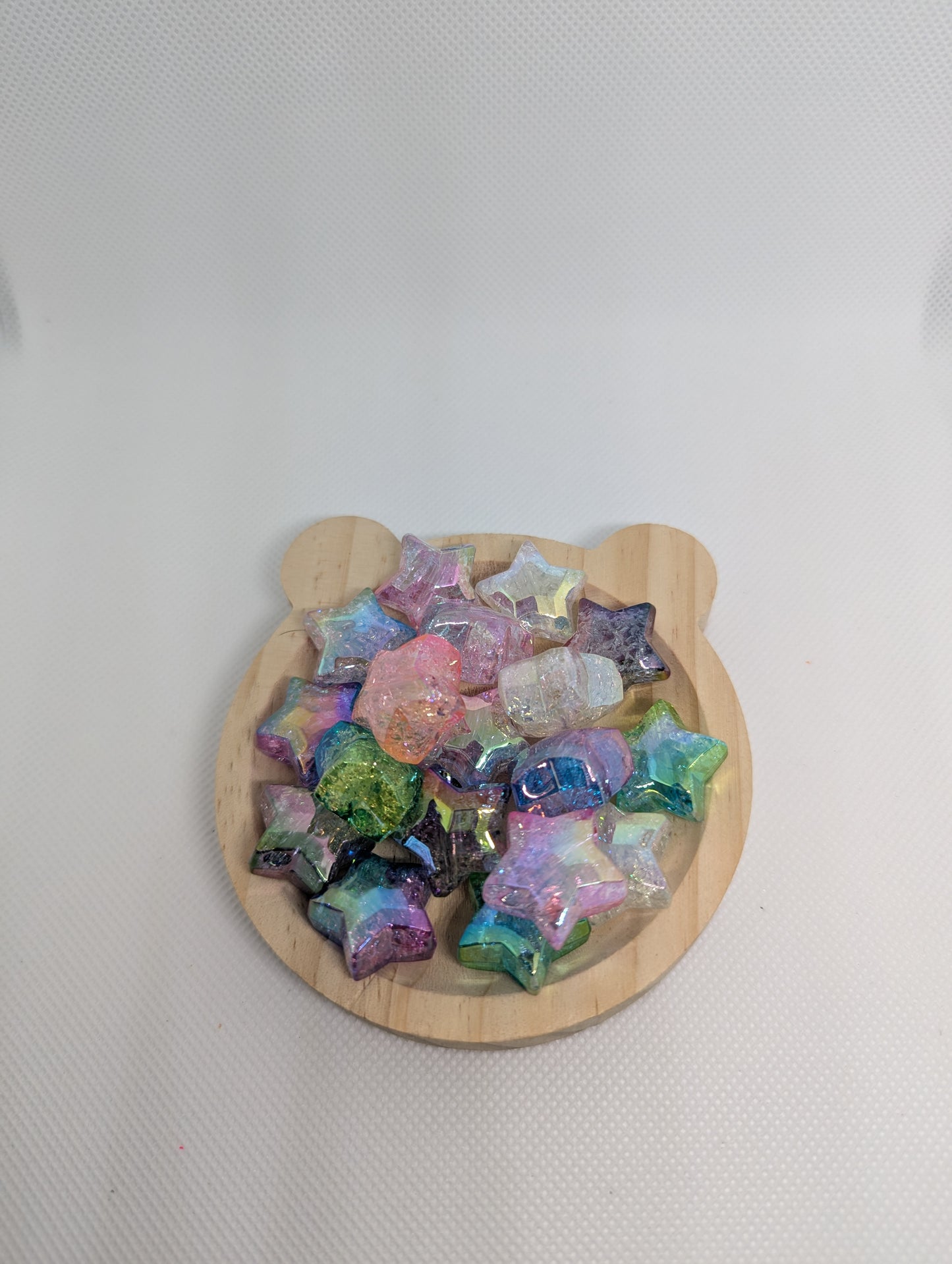 Iridescence Star Beads - gradient  crackle effects - 10pcs