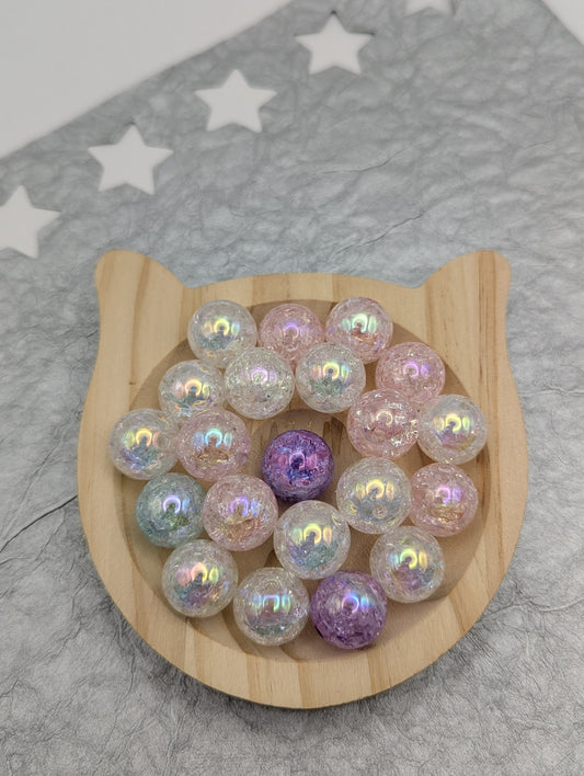16mm Cracked, Iridescent Beads, 10 Pcs, Random Mix