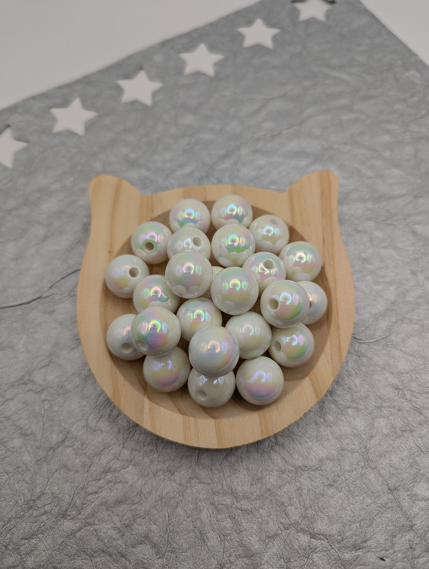 Iridescent Radiant Round Acrylic Beads - 16mm, 10pcs