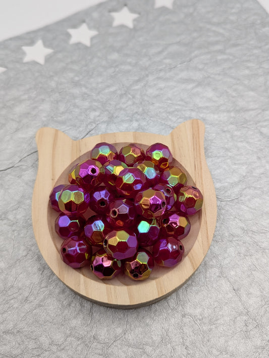 16mm Metallic Finished, Facet Beads, 10 Pcs