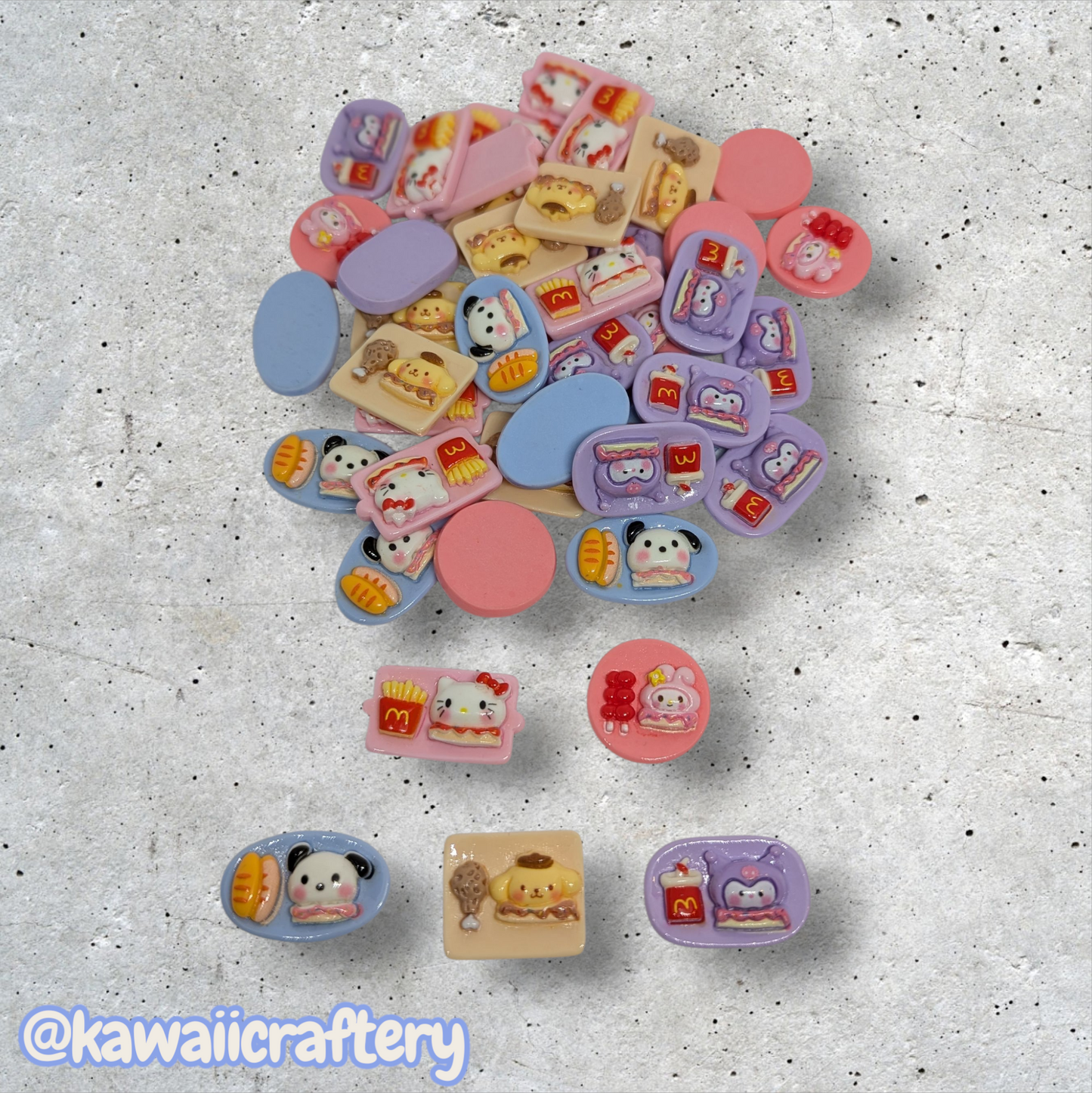 Food Tray Flatback Charms -6 Pcs