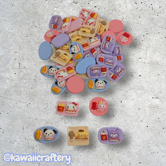 Food Tray Flatback Charms -6 Pcs