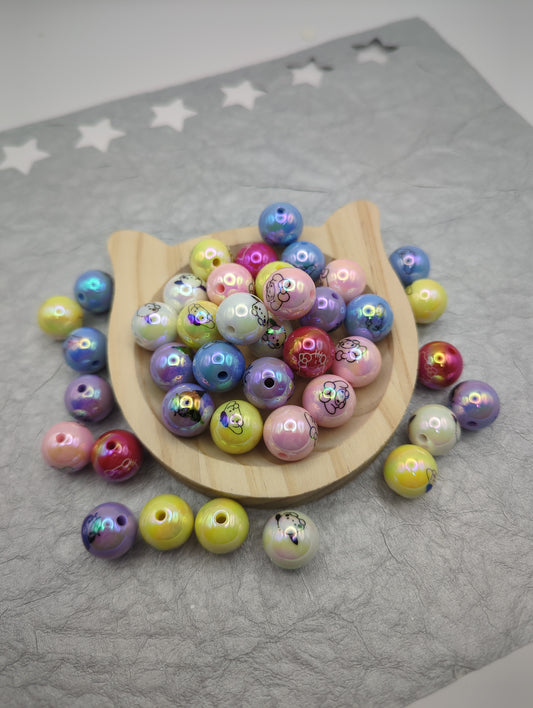 Character printed Beads 16mm - 10 pcs